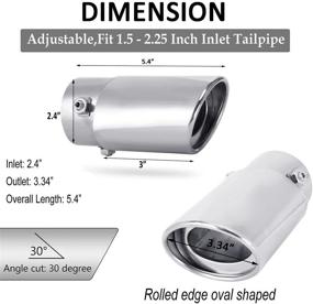 img 2 attached to 🚘 Dsycar Universal Stainless Steel Car Exhaust Tail Muffler Tip Pipe - Adjustable Car Decoration Exhaust Tip Tailpipe for Pipes Diameter 1.5 inch to 2.25 inch, 3.3&#34; Outlet, 5.4&#34; Long (Silver)