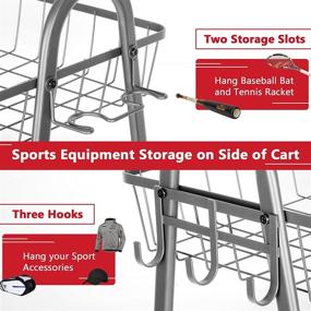 img 2 attached to Garage Sports Equipment Storage System: Rolling Organizer with Toy Storage, Hooks, and Outdoor Ball Storage. Ideal Sports Gear Storage for Kids