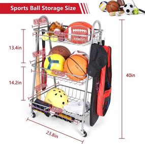 img 1 attached to Garage Sports Equipment Storage System: Rolling Organizer with Toy Storage, Hooks, and Outdoor Ball Storage. Ideal Sports Gear Storage for Kids