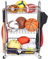 garage sports equipment storage system: rolling organizer with toy storage, hooks, and outdoor ball storage. ideal sports gear storage for kids logo