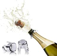 nua - wine bottle stoppers, champagne bottle stoppers set of 2 - cork & stainless steel sealer plug for sparkling wine логотип