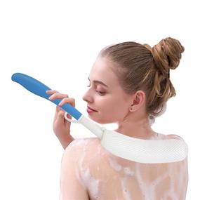 img 4 attached to Shower Back Scrubber with 15.35” Long Anti-Slip Silicone Curved Handle – Bath Brush, Bath Sponge, Ergonomic Design for Elderly, Plus-Size Individuals, Pregnant Women, and Post-Surgery Aid – Tylola's Finest Creation