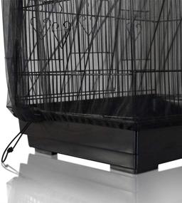 img 1 attached to 🐦 ASOCEA Universal Birdcage Cover with Seed Catcher, Parrot Cage Mesh Skirt, Nylon Net Guard, Extra Large - Black (Birdcage Not Included)