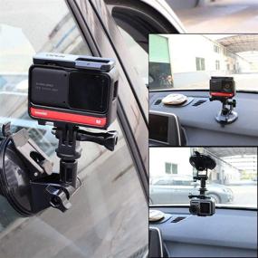 img 3 attached to 🚗 Versatile Car Suction Cup Mount for Smartphone and GoPro Hero 9/8/7/6/5/4 Black, Pellking Dashboard Suction Mount with Phone Holder Compatible for iPhone, Samsung, and Action Cameras