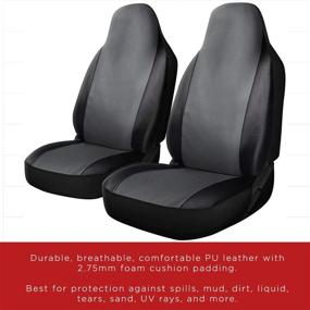 img 2 attached to 🚗 OxGord Car Seat Cover - Two Toned PU Leather Front Low Bucket Seat - Universal Fit for Cars, Trucks, SUVs, Vans - 2 pc Set: Enhance Style and Protection