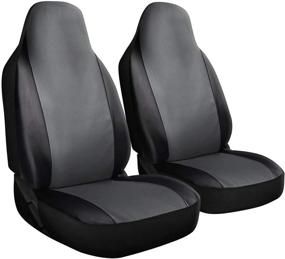 img 4 attached to 🚗 OxGord Car Seat Cover - Two Toned PU Leather Front Low Bucket Seat - Universal Fit for Cars, Trucks, SUVs, Vans - 2 pc Set: Enhance Style and Protection