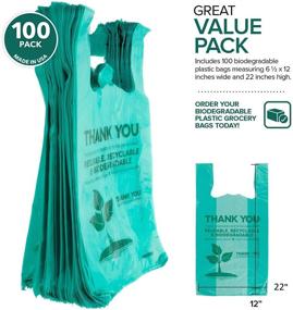 img 3 attached to Stock Your Home Eco Grocery Bags (100 Count) - Biodegradable 🛍️ & Reusable Shopping Bags: Supermarket Thank You Bags, T-Shirt Bags, Trash Can Bags