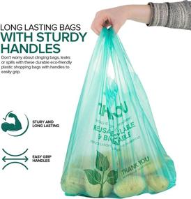 img 1 attached to Stock Your Home Eco Grocery Bags (100 Count) - Biodegradable 🛍️ & Reusable Shopping Bags: Supermarket Thank You Bags, T-Shirt Bags, Trash Can Bags