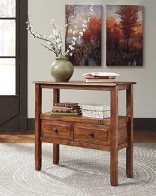 img 1 attached to 🏺 Signature Design by Ashley Abbonto Accent Table with Drawers and Display Shelf, Brown - Traditional Style