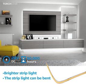 img 1 attached to 🏠 Brighten Up Your Home with TORCHSTAR COB LED Strip Light - Bendable Tape Lights, 16.4 ft Cuttable, 5000K Daylight, 504 LEDs/M, 5400lm, Flexible Cabinet Rope Lighting for Home, Bookcase, Counter, Bedroom