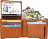 🧳 pieros - rfid men's wallet with enhanced capacity, multiple card slots, bifold top flip design, genuine full grain leather travel wallet logo