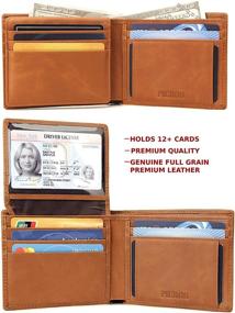 img 2 attached to 🧳 PIEROS - RFID Men's Wallet with Enhanced Capacity, Multiple Card Slots, Bifold Top Flip Design, Genuine Full Grain Leather Travel Wallet