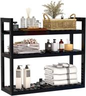 🛁 bathroom bamboo shelf organizer - 3 tier storage shelf: wall-mounted rack for bathroom, kitchen, living room (black) logo