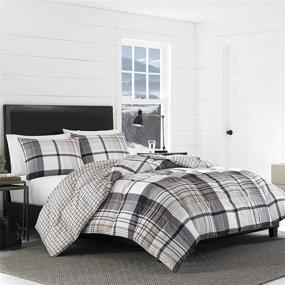 img 2 attached to 🛏️ Stylish and Cozy Eddie Bauer Home Normandy Collection Bedding Set - Reversible Plaid Comforter, Queen, Black