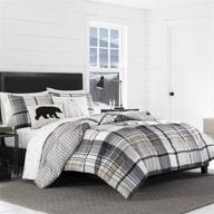 🛏️ stylish and cozy eddie bauer home normandy collection bedding set - reversible plaid comforter, queen, black logo
