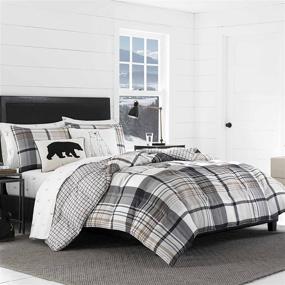 img 3 attached to 🛏️ Stylish and Cozy Eddie Bauer Home Normandy Collection Bedding Set - Reversible Plaid Comforter, Queen, Black