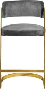 img 1 attached to 🪑 Stephanie Collection Modern Velvet Upholstered Counter Stool - Grey, 20&#34; W x 22&#34; D x 39&#34; H with Rich Gold Stainless Steel Base by Meridian Furniture