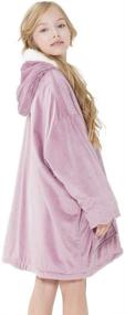 img 3 attached to 👘 PANKU Kids Wearable Blanket: Cozy Purple Hooded Oversized Throw for Warmth and Comfort