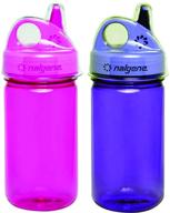 nalgene everyday grip-n-gulp water bottle set for kids - pink and purple logo