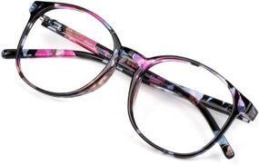 img 4 attached to 👓 Women's Blue Light Blocking Glasses: Anti Eyestrain, Computer Reading, TV Glasses, Stylish Oval Frame, Anti Glare - Floral Print, No Magnification