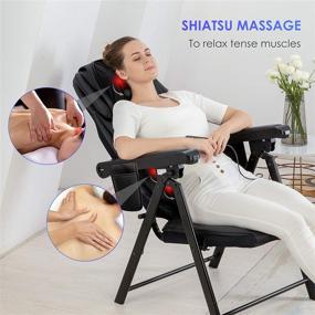 img 3 attached to 🪑 Portable Folding Massage Chair - Shiatsu Neck and Back Massager with Heat, Adjustable Height for Neck/Backrest, Full Body Massager Chair for Office and Home Use