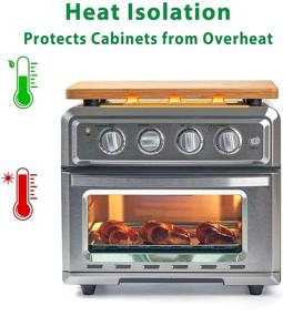 img 3 attached to 🔥 Convection Toaster Oven Wood Cutting Board - Fits Cuisinart TOA-60 Serie / TOA-65 Air Fryer, Heat Resistant with Anti-slip Silicone Feet, Enhances Storage Space, Protection for Cabinets and Cupboards