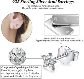 img 3 attached to Sterling Zirconia Earrings for Girls' Cartilage Piercings - Fashionable Jewelry