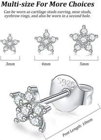 img 2 attached to Sterling Zirconia Earrings for Girls' Cartilage Piercings - Fashionable Jewelry