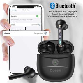 img 3 attached to 🎧 Cossa True Wireless Earbuds Bluetooth Headphones with Microphones - IPX8 Waterproof, HiFi Deep Bass, Wireless Charging Case, Touch Control, Active Noise Cancelling - Ideal for Sports