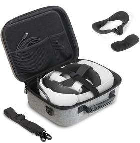 img 4 attached to 📦 Oculus Quest 2 Case: JSVER Carrying Case for Accessories, Controllers, Battery, Elite Strap - with Shoulder Strap, Silicone VR Face Mask, Lens Dustproof Cover (Gray)