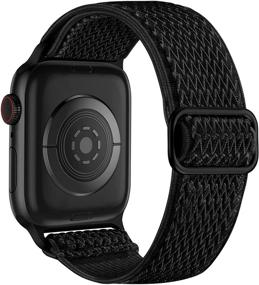 img 4 attached to Резиновые ремни Lerobo для Apple Watch 44 мм 45 мм 42 мм 41 мм 40 мм 38 мм - эластичный нейлоновый ремешок Solo Loop для Apple Watch SE Series 7 6 5 4 3 2 1 - совместим с женщинами и мужчинами - регулируемый и мягкий - черный