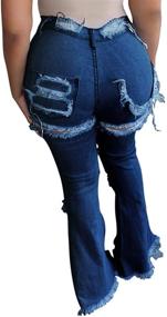 img 2 attached to 👖 HannahZone Stretch Bottom Jeans: Trendy Women's Clothing including Jumpsuits, Rompers & Overalls