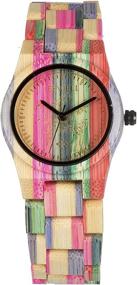 img 3 attached to 🌿 Nature-inspired Colorful Bamboo Wood Watch: Fashionable Analog Quartz Wristwatches for Women & Men