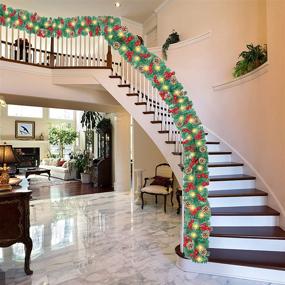 img 3 attached to 🎄 Enhance Your Christmas Decor with a 12 Foot Battery Operated Garland, 100 LED Lights, Pine Cone and Red Berry Accents for Indoor/Outdoor Use: Perfect Xmas Decoration for Home Fireplace