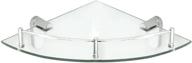 🛁 modona oval series corner glass shelf with pre-installed rail - polished chrome - 5 year warranty logo