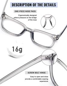 img 1 attached to Oversized Square Blue Light Blocking Glasses For Women Men Anti Glare Reduce Eyestrain Computer Glasses(Transparent Grey)