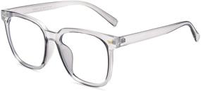 img 3 attached to Oversized Square Blue Light Blocking Glasses For Women Men Anti Glare Reduce Eyestrain Computer Glasses(Transparent Grey)