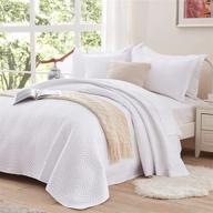 🛏️ nexhome белый комплект кроватного покрывала king size: мягкое реверсивное одеяло для всех времен года - глубокий покрывало в зигзагообразным узором, 3шт (включает 1 одеяло и 2 наволочки) логотип