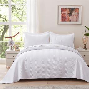 img 3 attached to 🛏️ NexHome White King Size Quilt Set: Soft Reversible Bedspread for All Seasons - Zigzag Coverlet, 3pcs (Includes 1 Quilt & 2 Shams)