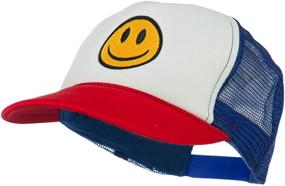 img 3 attached to 😊 e4Hats.com Smiley Face Embroidered Foam Mesh Back Cap