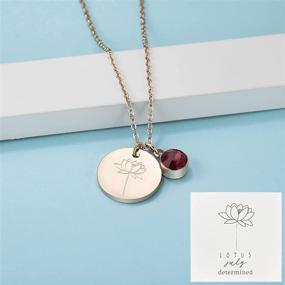 img 1 attached to 🌸 Engraved Birth Flower Necklace: 18K Rose Gold Dainty Necklaces with 12 Month Gems - Rose Gold Finish, Floral Disc Charm with Personalized Flower Pendant - Handmade with Love, Unique Gift for Her