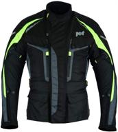 jet motorcycle motorbike jacket: premium all seasons textile, ce armoured, waterproof, fluro (s) logo