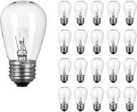 🌟 20-pack of clear replacement s14 glass light bulbs for string lights, commercial grade warm white e26 medium base bulb, 11w incandescent filament s14 bulb for outdoor patio vintage string lights logo