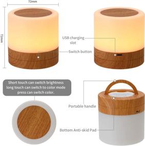 img 3 attached to 🌙 AMEXI Table Lamp: Mini Night Light with Touch Sensor and Dimmable Warm White Light - USB Rechargeable - Perfect for Children's Bedroom, Living Room, and Corridor (Color-1)