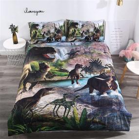 img 4 attached to 🦖 Dinosaur Comforter Set - Kids' Dinosaur Bedding with 3D Digital Print - Complete Comforter Sets including 2 Pillowcases - Twin Size