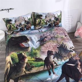 img 2 attached to 🦖 Dinosaur Comforter Set - Kids' Dinosaur Bedding with 3D Digital Print - Complete Comforter Sets including 2 Pillowcases - Twin Size