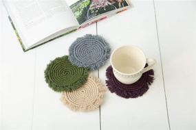 img 2 attached to 🏡 Chic Absorbent Farmhouse Coasters: Macrame Bohemian Style