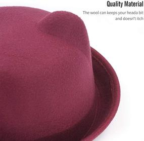 img 3 attached to Lujuny Cute Kid Wool Bowler Hats - Stylish Girls Boys Derby Fedora Caps with Roll-up Brim