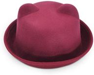 lujuny cute kid wool bowler hats - stylish girls boys derby fedora caps with roll-up brim logo