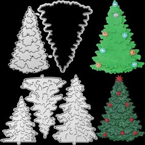 img 4 attached to 🎄 Set of 5 Christmas Tree Metal Die Cuts – Cut Stencils for Christmas Cards, Scrapbook Embossing, and Paper Crafts – Pine Tree Cutting Dies with Merry Christmas Design – Festival Decor